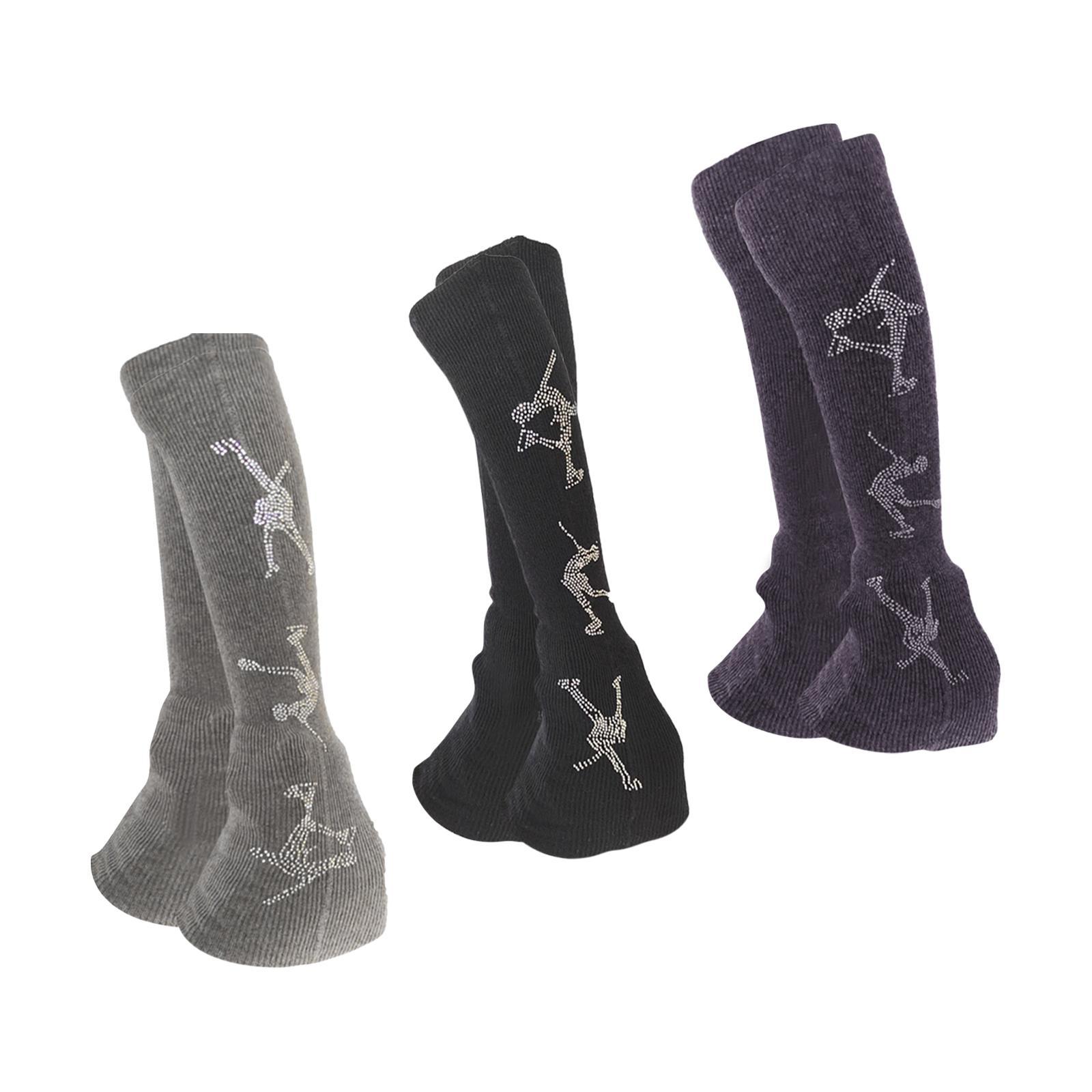 Winter Clothing Leg Warmers - 2 ชิ้น ถุงเท้าอุ่นขาสำหรับฟิกเกอร์สเก็ต อุปกรณ์ตกแต่งเสื้อผ้า ปลอกขาสำหรับกิจกรรมฤดูหนาว การฝึกซ้อม