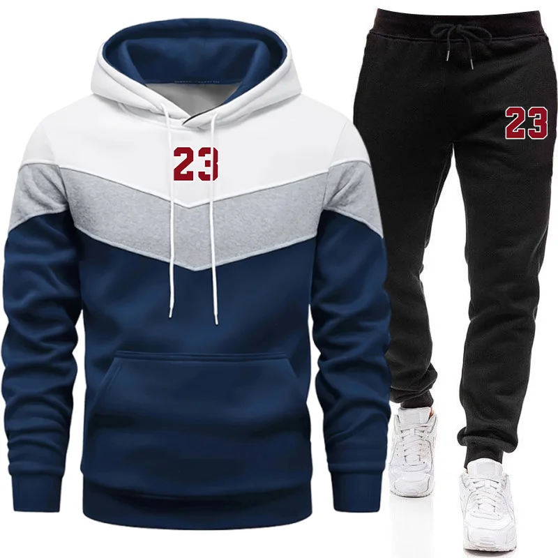Winter Clothing Equipment - ชุดวอร์มใหม่สำหรับผู้ชาย เสื้อฮู้ดลำลองสำหรับฤดูใบไม้ร่วงและฤดูหนาว ชุดออกกำลังกายคุณภาพดี เสื้อฮู้ดและกางเกงแบบมิกซ์แอนด์แมทช์