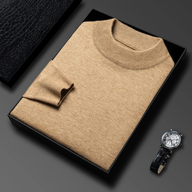 Winter Clothing Brands - เสื้อสเวตเตอร์คอเต่าครึ่งตัว แขนยาว ผ้าถัก สีพื้น แบรนด์ดังสำหรับผู้ชาย สไตล์ลำลอง