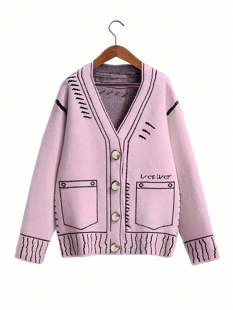 Winter Clothing Equipment - PLUS ขนาดผู้หญิงปุ่มเสื้อสเวตเตอร์ถักฤดูใบไม้ร่วงฤดูหนาว Fine Line รูปแบบถักเสื้อสไตล์ Outerwear