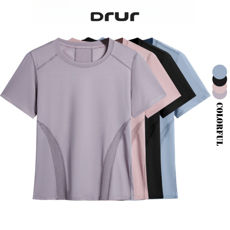 Winter Clothing Equipment - DRUR ฤดูร้อนน้ําหนักเบาวิ่ง T เสื้อผู้หญิงด่วนแห้งออกกําลังกาย TOP Breathable