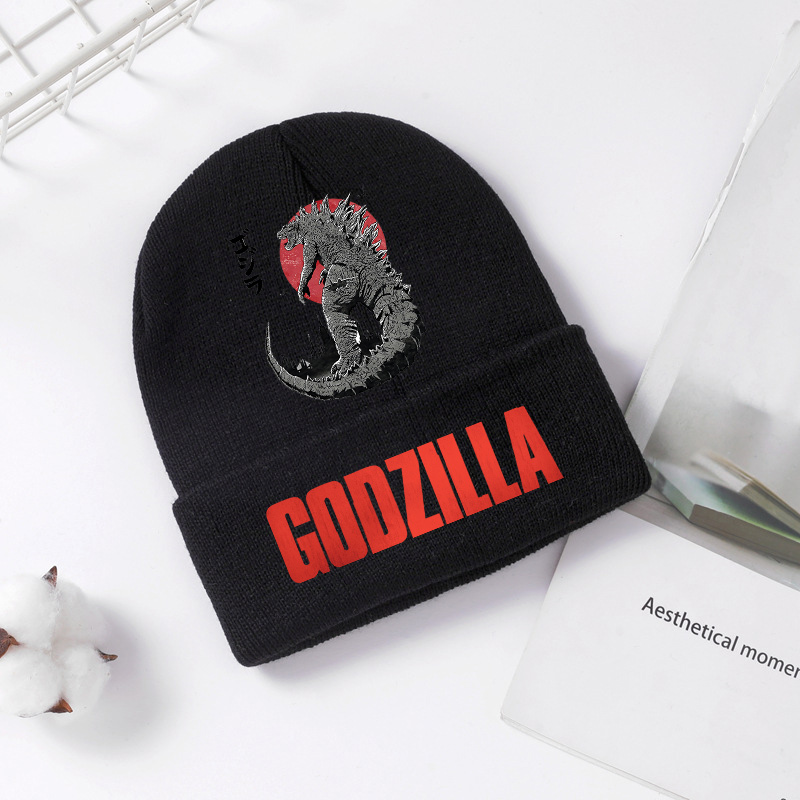 Winter Clothing Baby - Godzilla ถักหมวกฤดูหนาวฤดูใบไม้ผลิ Cool Men เด็กหมวกอะนิเมะพิมพ์ Brimless