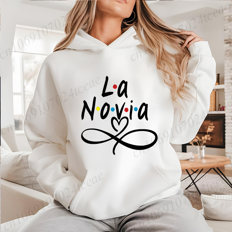 Winter Clothing In Spanish - เสื้อฮู้ดลายกราฟิก La Novia สำหรับเจ้าสาวชาวสเปน/ลาติน งานปาร์ตี้สละโสด แฟชั่นเสื้อผ้าผู้หญิง