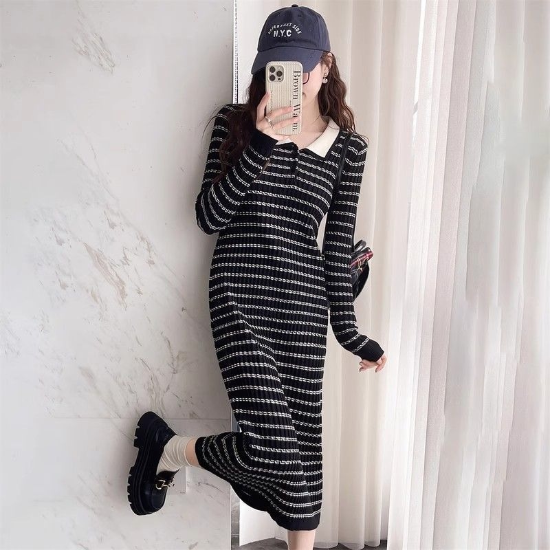 เดรสไหมพรมลายทางสีแอปริคอตสำหร - Winter Clothing On Sale Women'S บทวิจารณ์และราคา