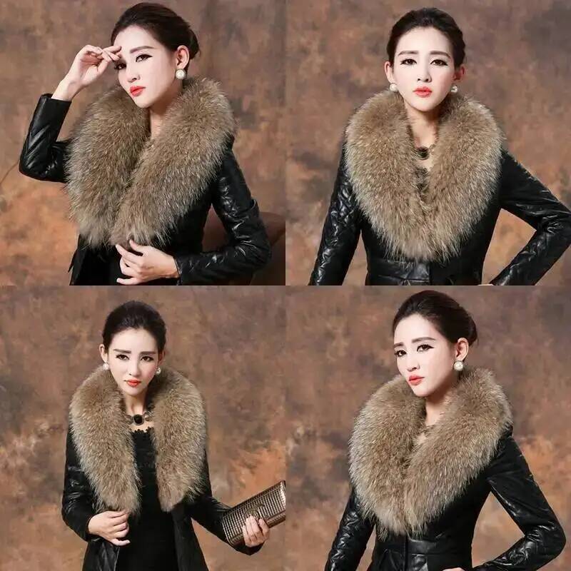 ปกขนแรคคูนธรรมชาติผ้าพันคอขนเฟ - Winter Clothing Clearance บทวิจารณ์และราคา