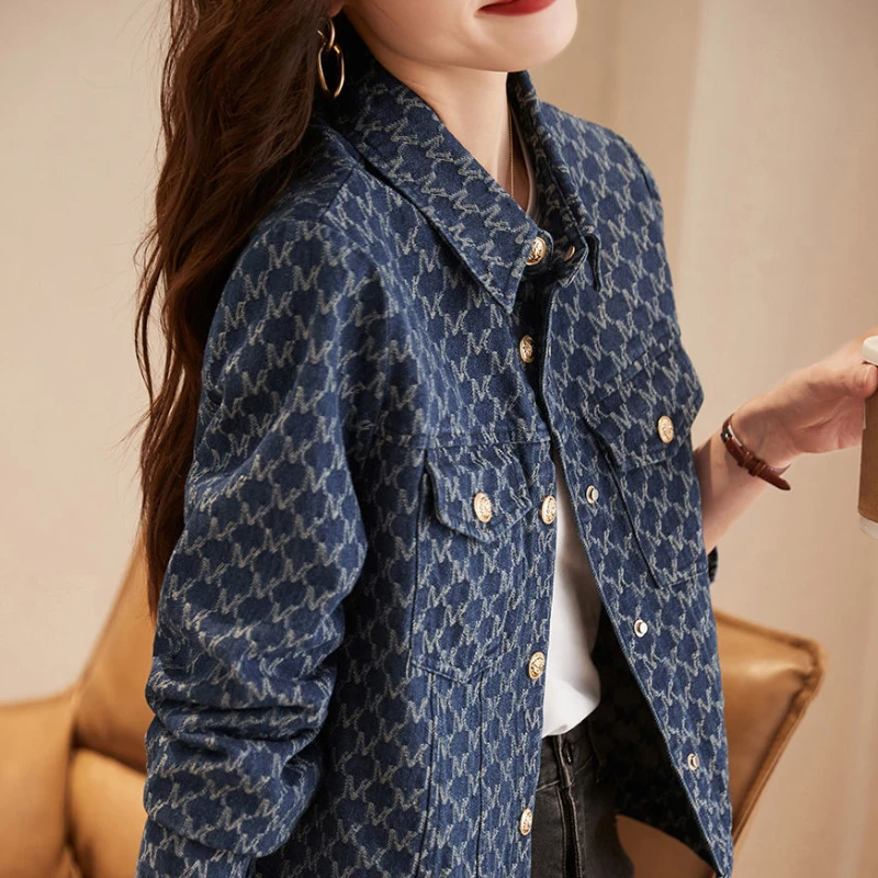 สีฟ้าผู้หญิง DENIM แจ็คเก็ตพิม - Winter Clothing On Sale Women'S บทวิจารณ์และราคา