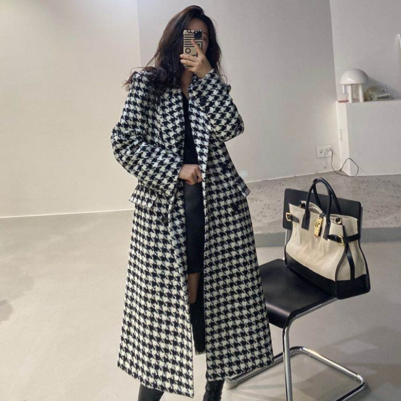 Houndstooth ผสมผู้หญิงเสื้อโค้ - Winter Clothing In French บทวิจารณ์และราคา