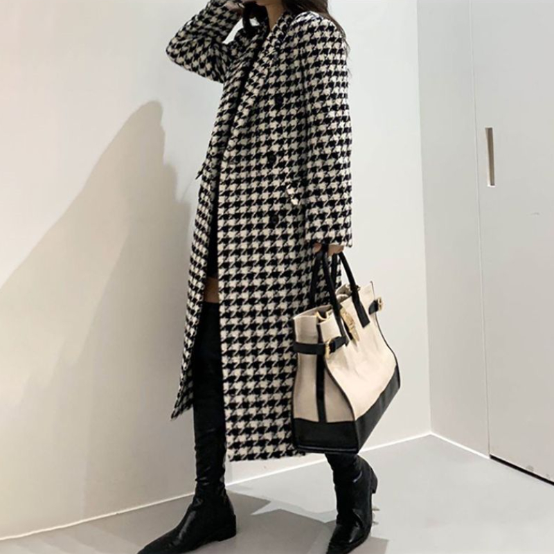 Houndstooth ผสมผู้หญิงเสื้อโค้ - Winter Clothing In French บทวิจารณ์และราคา