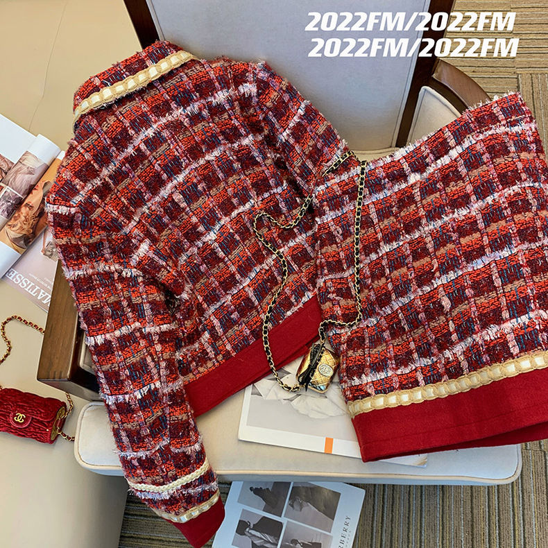 ผู้หญิง Tweed สง่างามชุดสีแดง  - Winter Clothing Line บทวิจารณ์และราคา