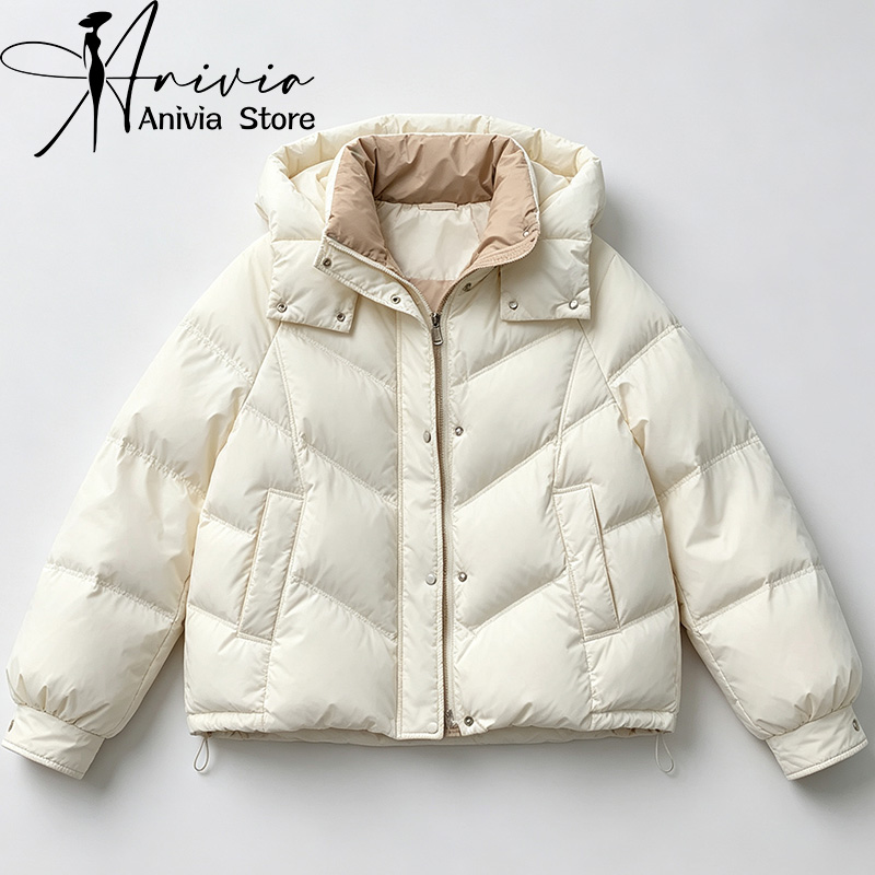 เสื้อแจ็คเก็ตผู้หญิงมีฮู้ดแขนย - Winter Clothing In French บทวิจารณ์และราคา