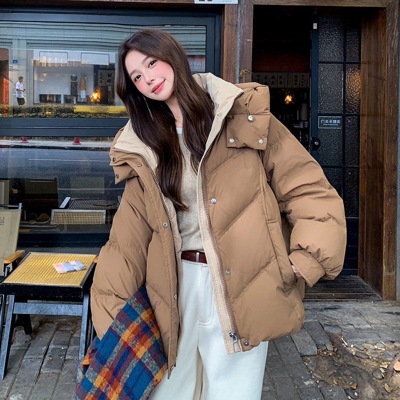 เสื้อแจ็คเก็ตผู้หญิงมีฮู้ดแขนย - Winter Clothing In French บทวิจารณ์และราคา