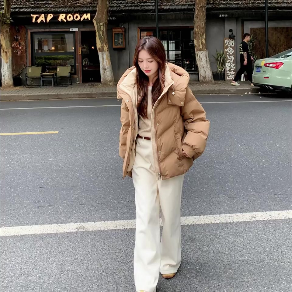 เสื้อแจ็คเก็ตผู้หญิงมีฮู้ดแขนย - Winter Clothing In French บทวิจารณ์และราคา