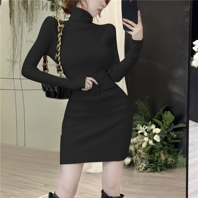 เดรสไหมพรมคอเต่าทรงบอดี้คอนสั้ - Winter Clothing On Sale Women'S บทวิจารณ์และราคา